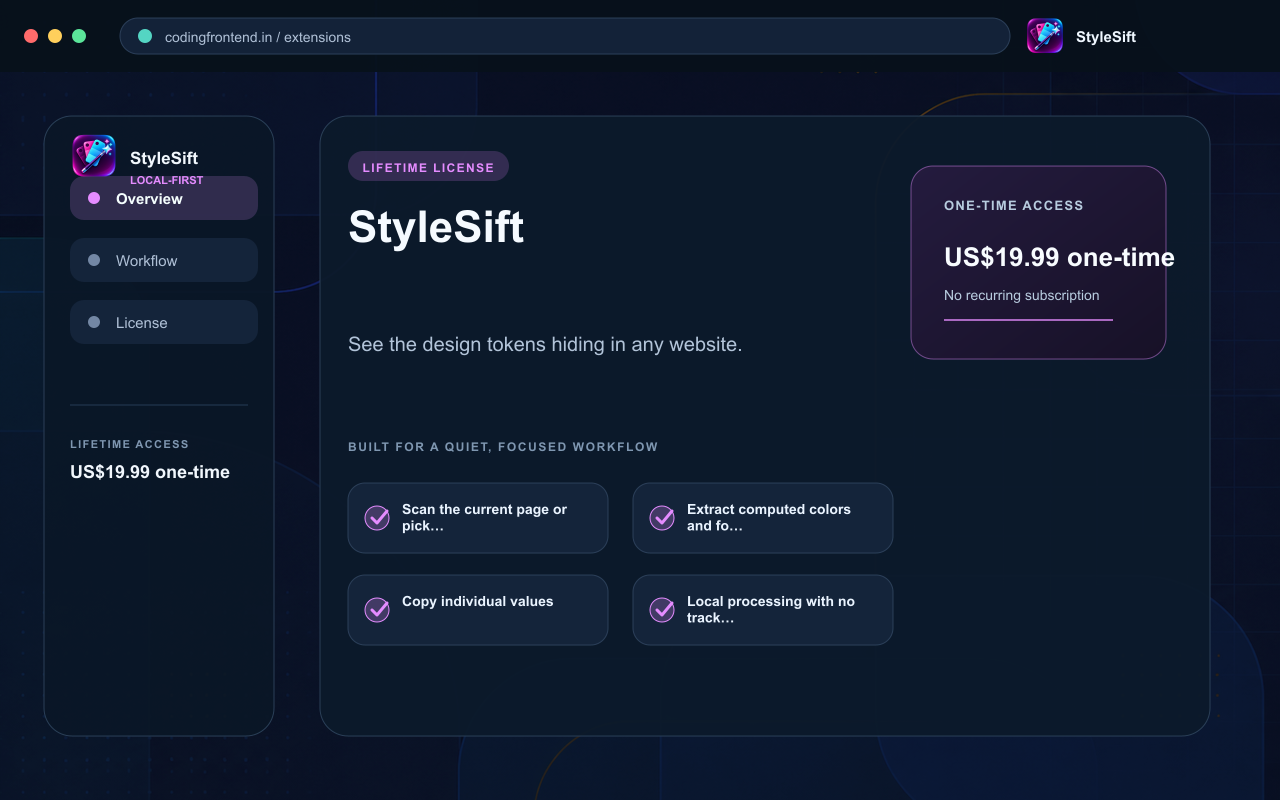 StyleSift — Design Token Extractor screenshot 1
